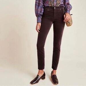 AG for ANTHROPOLOGIE | the high rise stevie ankle brown velvet pants 30R
